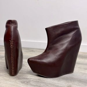Jeffrey Campbell Zorey Platform Wedge Ankle Bootie Brown Leather Size 6M